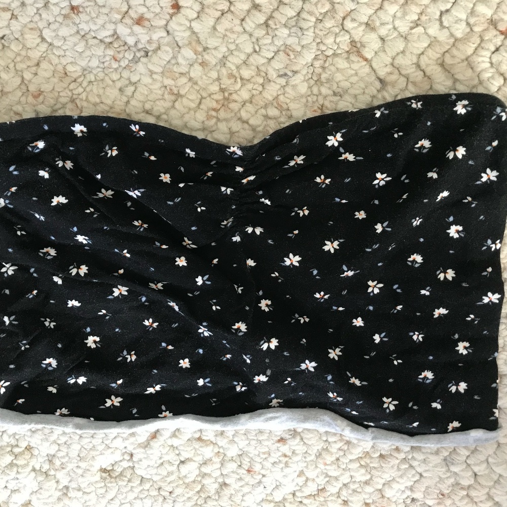Flower print bandeau crop top